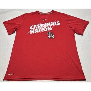 St Louis Cardinals Nation Nike Shirt MLB Baseball Team Center Swoosh Men Large